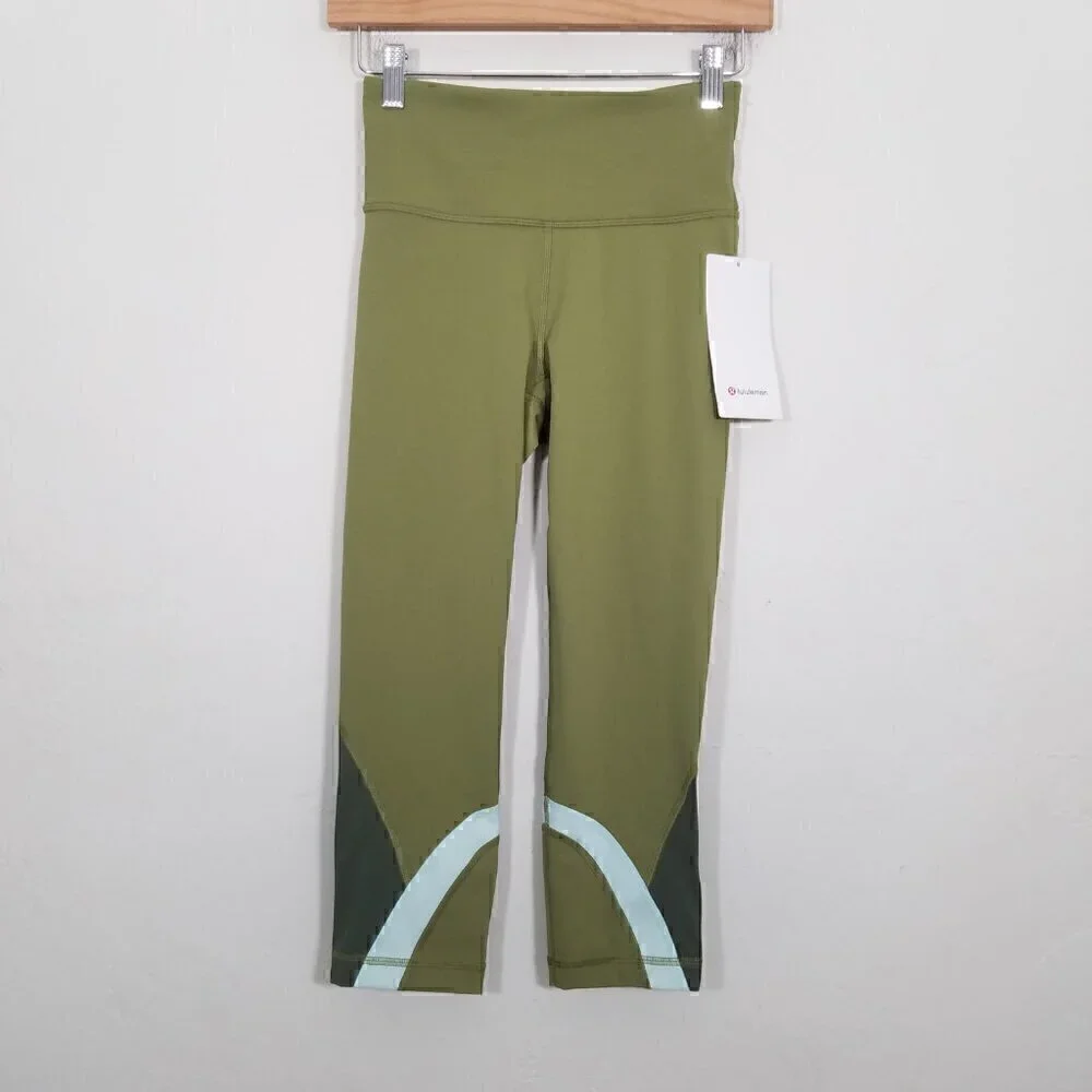 NWT Lululemon Throwback Inspire High Rise Crop Leggings BRZG Size 4 - Picture 2 of 4